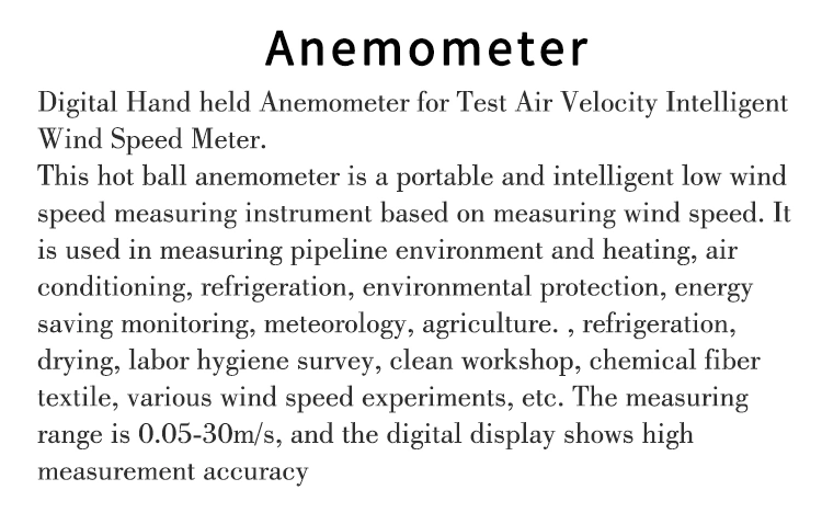 Hot Ball Anemometer Zrqf-30j for Test Air Velocity Intelligent Wind Speed Meter