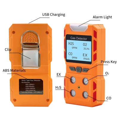 Портативный детектор газа H2s O2 Ex Co с 4 функциями для продажи